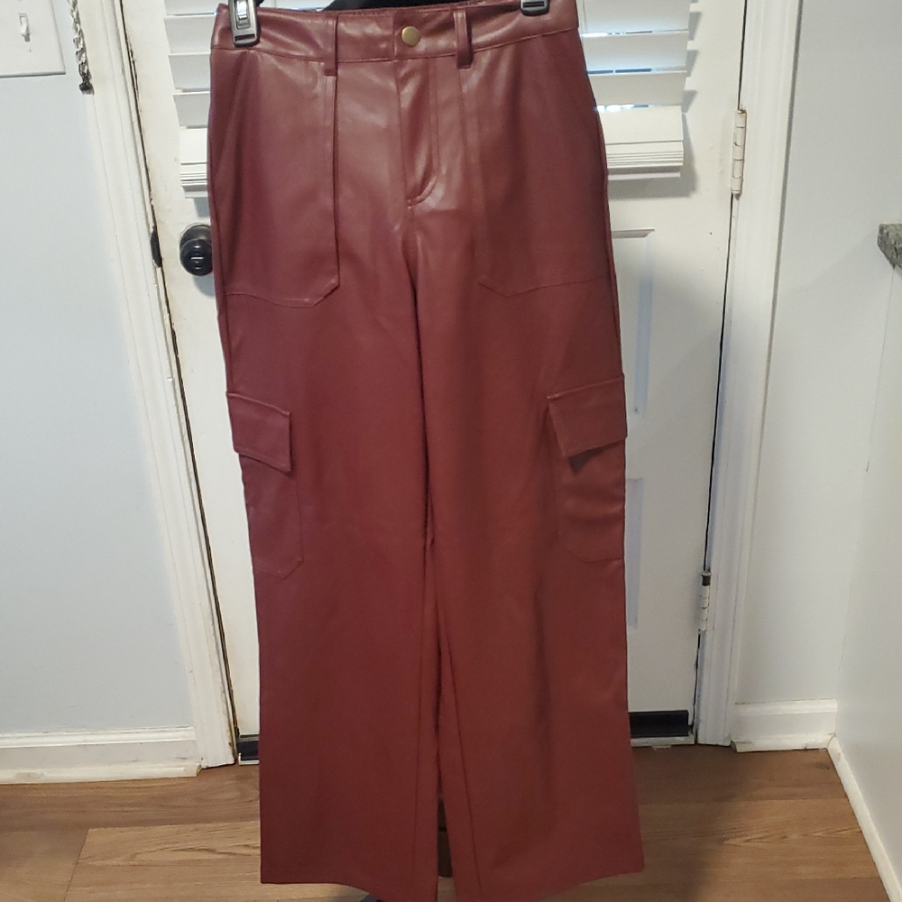 Wild Fable Maroon Faux Leather Pants
